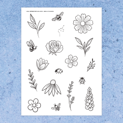 Bees &amp; Flowers | Stencil 0003