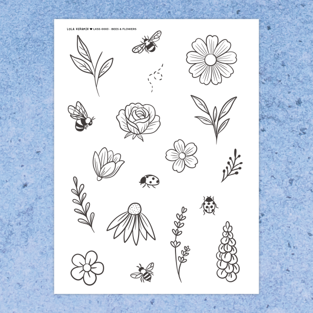Bees &amp; Flowers | Stencil 0003