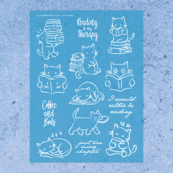 Cats &amp; Books | Stencil 0008