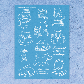Cats & Books | Stencil 0008