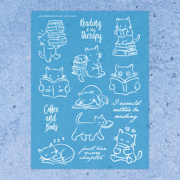 Cats &amp; Books | Stencil 0008