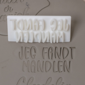 'Jeg fandt mandlen' tekst stempel - Nr. 2