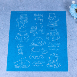 Cats &amp; Books | Stencil 0008