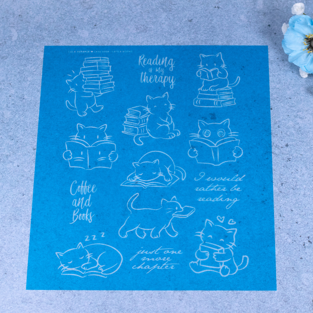 Cats &amp; Books | Stencil 0008