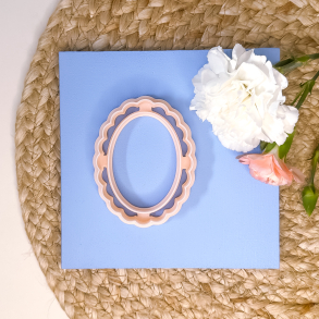 Oval blget ramme udstikker med prgning 80mm